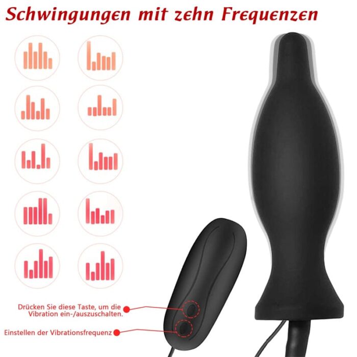 Aufblasbarer Analplug Silikon Anal Vibrator mit Pumpe Durchmesser bis 10cm Fetisch BDSM Analsex Groß Anal Dilatator