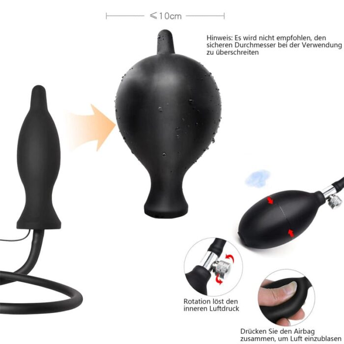 Aufblasbarer Analplug Silikon Anal Vibrator mit Pumpe Durchmesser bis 10cm Fetisch BDSM Analsex Groß Anal Dilatator