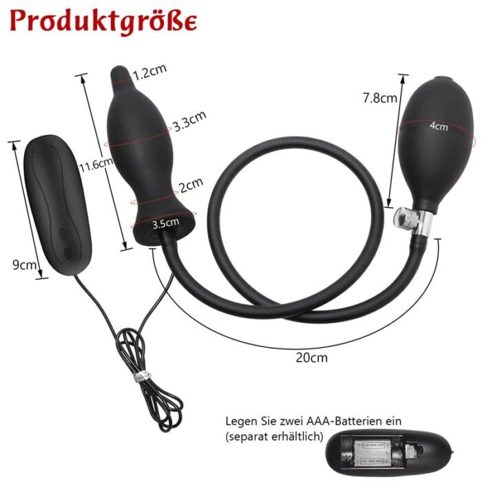 Aufblasbarer Analplug Silikon Anal Vibrator mit Pumpe Durchmesser bis 10cm Fetisch BDSM Analsex Groß Anal Dilatator