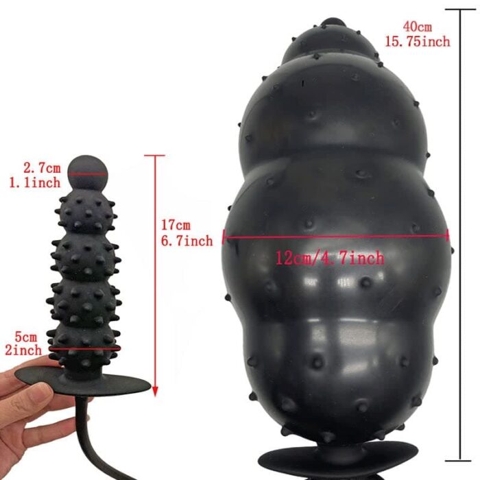 LOVESVIBE Aufblasbarer Analplug mit Pumpe und 5 Perlen für anpassbare Expansion BDSM Sex-Spielzeug Für Männer und Frauen