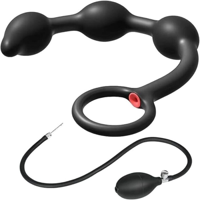 Superlang Aufblasbar Analplug mit drei Kugeln & Pumpe Analkugeln Groß Anal Dilatator BDSM Analsex Sexspielzeug