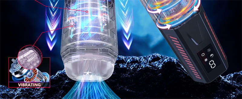 Upgrade Elektrischer Masturbator mit 7 Vibration 7 Stoß Rotationsmodi Sex Spielzeug für die Männer - D08A