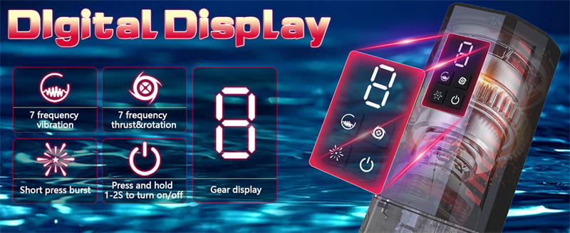 Upgrade Elektrischer Masturbator mit 7 Vibration 7 Stoß Rotationsmodi Sex Spielzeug für die Männer - D08A